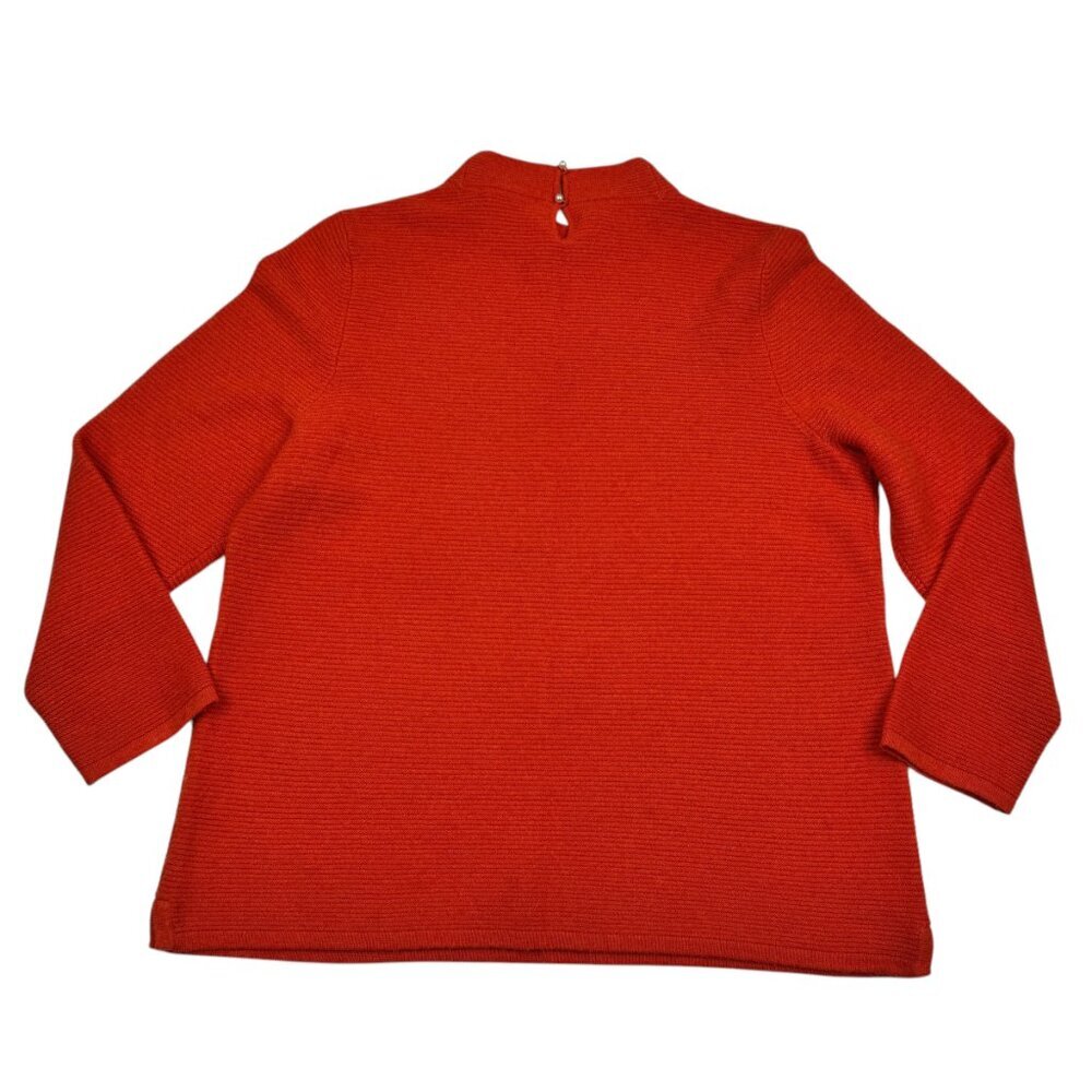 Belford Orange Classic Cashmere Linkstitch Mock Neck Pullover Sweater Women's XL